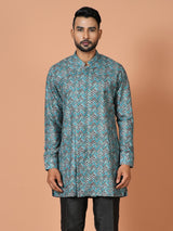 Designer Blue Silk Short Kurta