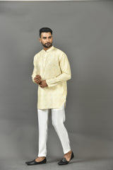 Short Kurta With Pant in Yellow Colour