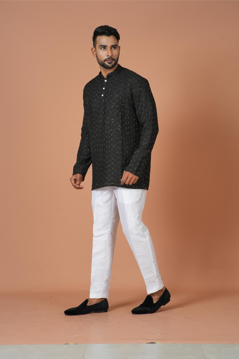 Short Kurta With Pant in Black Colour