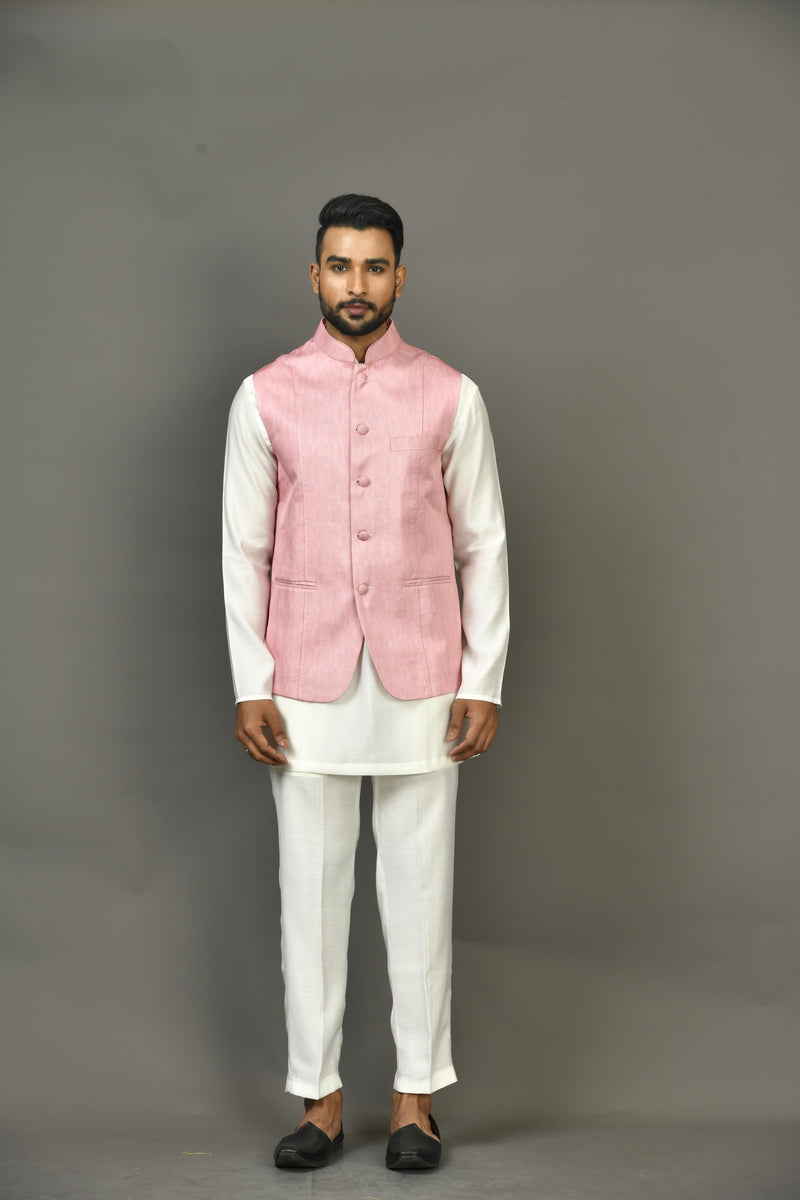 Designer Kurta Jacket Set In Pink