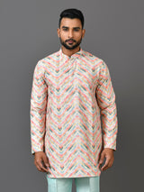 Designer White Satin Short Kurta