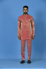 Designer Orange Satin Short Kurta