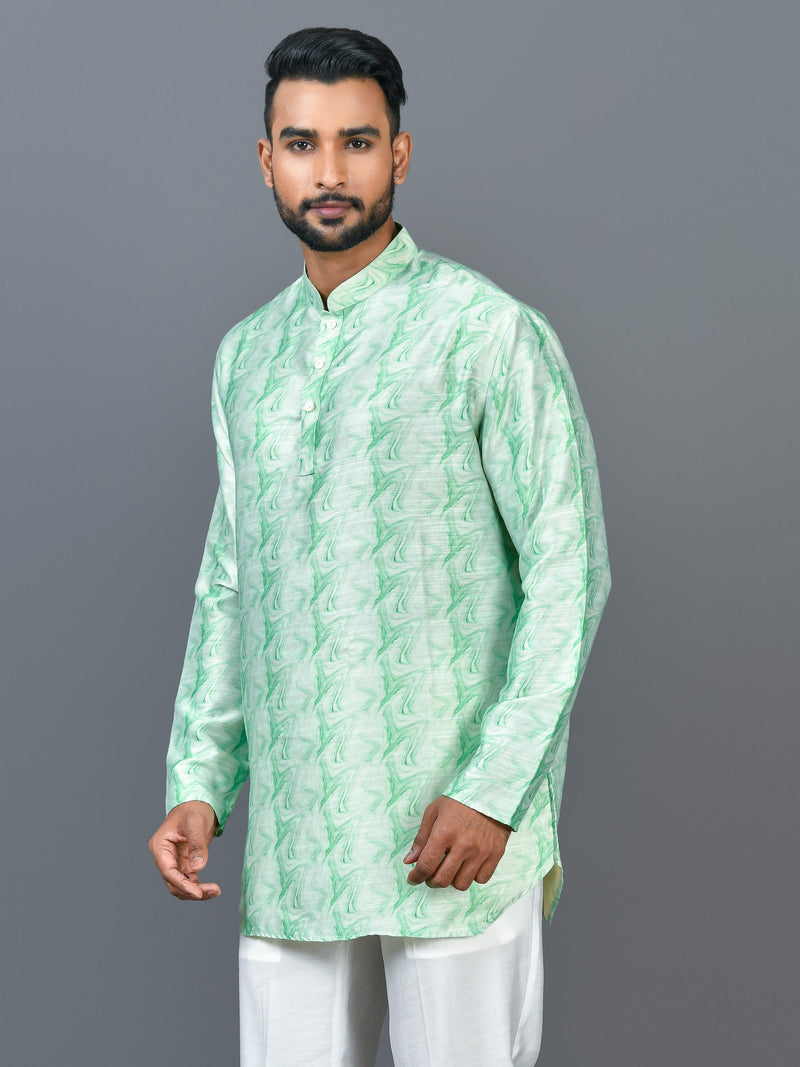 Short Kurta With Pant in Green Colour