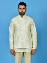 Designer Kurta Jacket Set In Cream