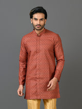 Designer Brown Cotton Blend Short Kurta