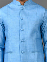 Designer Kurta Jacket Set In Blue