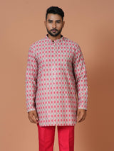 Designer Pink Cotton Blend Short Kurta