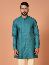 Designer Blue Silk Short Kurta