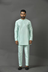 Designer Green Silk Short Kurta