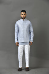 Designer Kurta Jacket Set In Grey