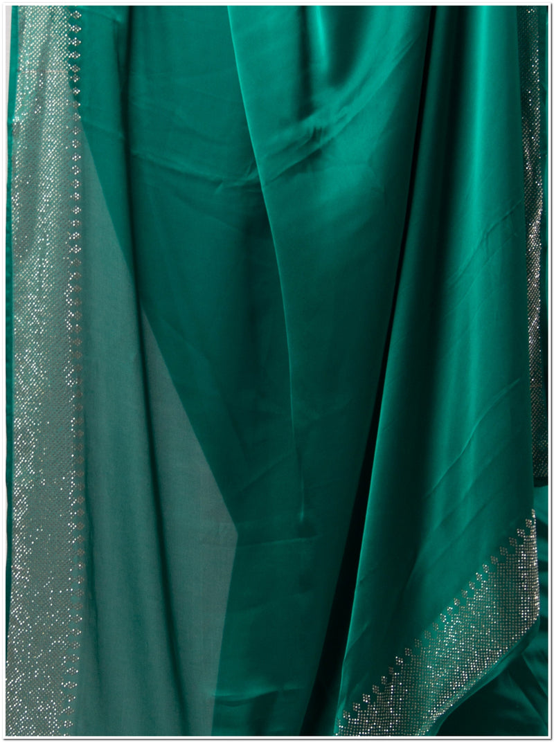 Green Santoon Saree With Sequence Blouse Piece.