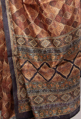 Brown Color Tassar  Saree  With Blouse Piece