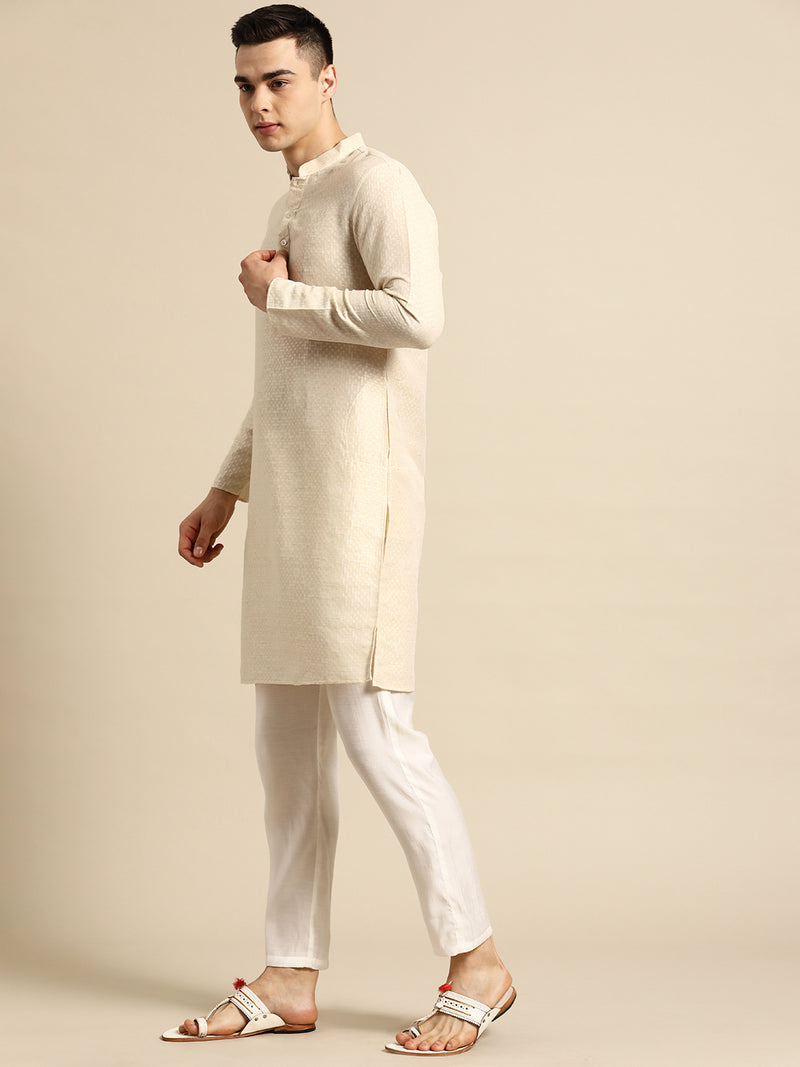 Soft Off-White Pure Cotton Graceful Kurta Set