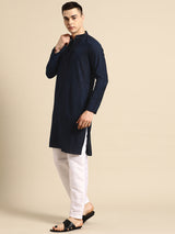 Deep Navy Blue Pure Cotton Sophisticated Kurta Set