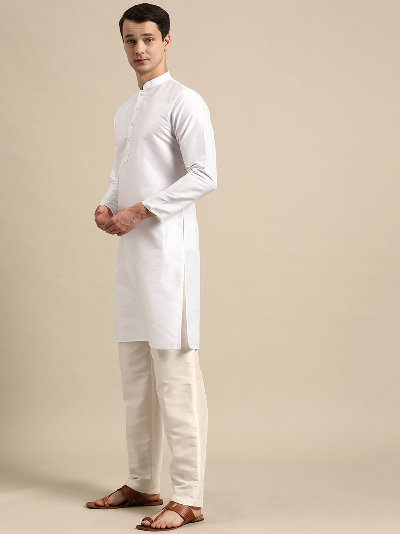 Off-White Silk Classic Kurta Set