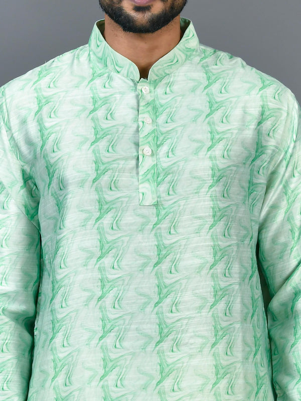 Short Kurta With Pant in Green Colour