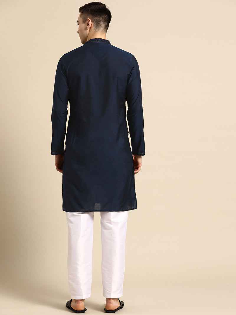 Deep Navy Blue Pure Cotton Sophisticated Kurta Set