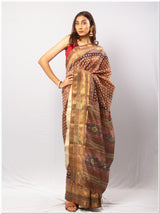 Brown Color  Tassar Saree With Blouse Piece