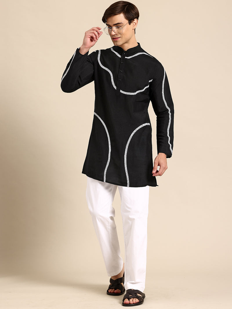 Regal Black Silk Kurta Set -