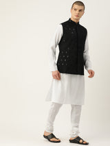 Dupion Silk Multicolour Nehru Jacket Set