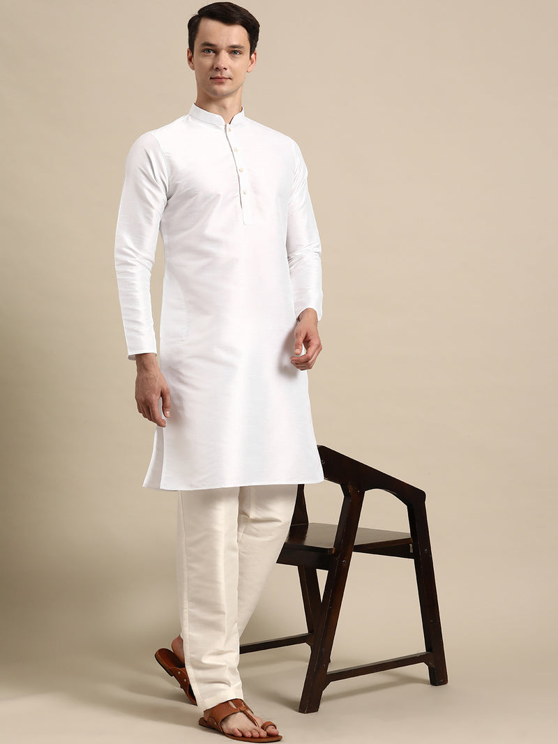 Off-White Silk Classic Kurta Set