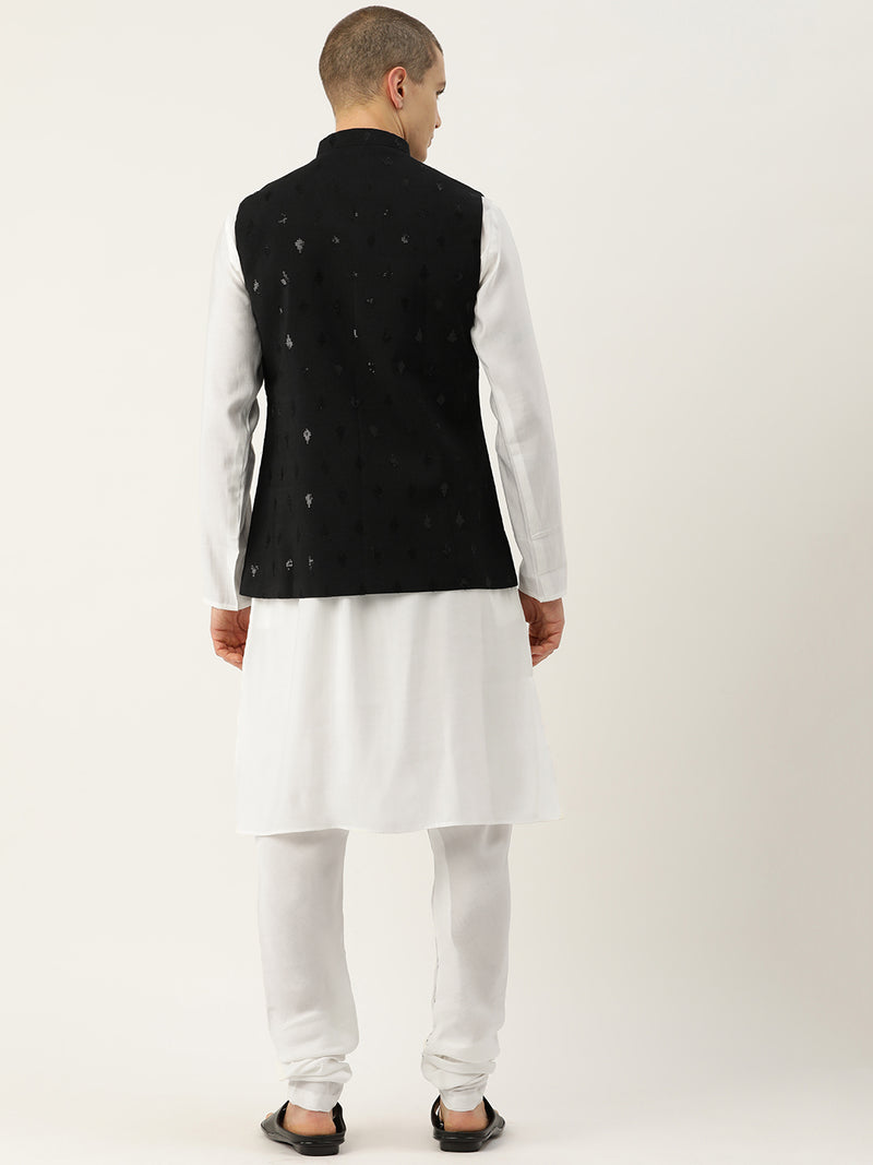 Dupion Silk Multicolour Nehru Jacket Set