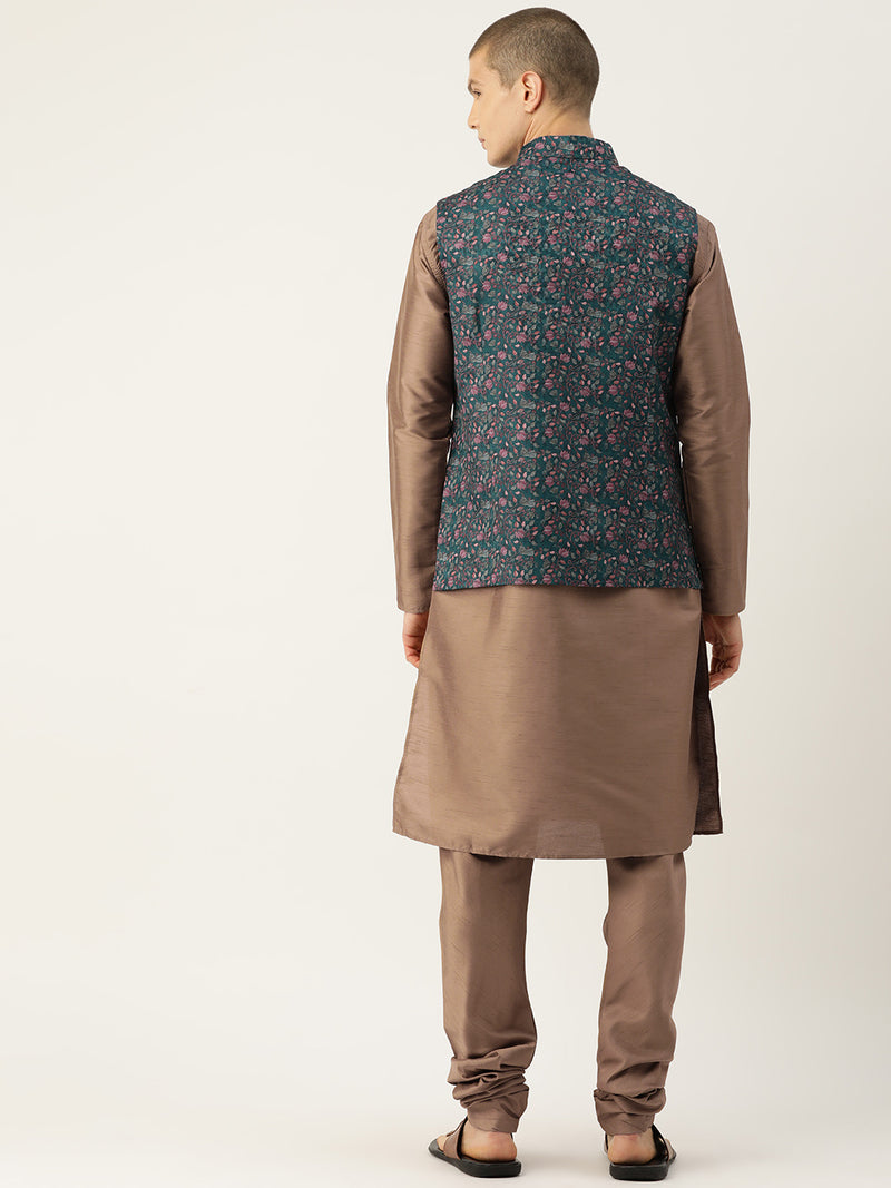 Artistic Multicolour Creative Nehru Jacket Set