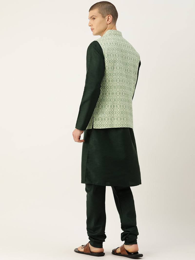 Forest Green Elegant Nehru Jacket Set