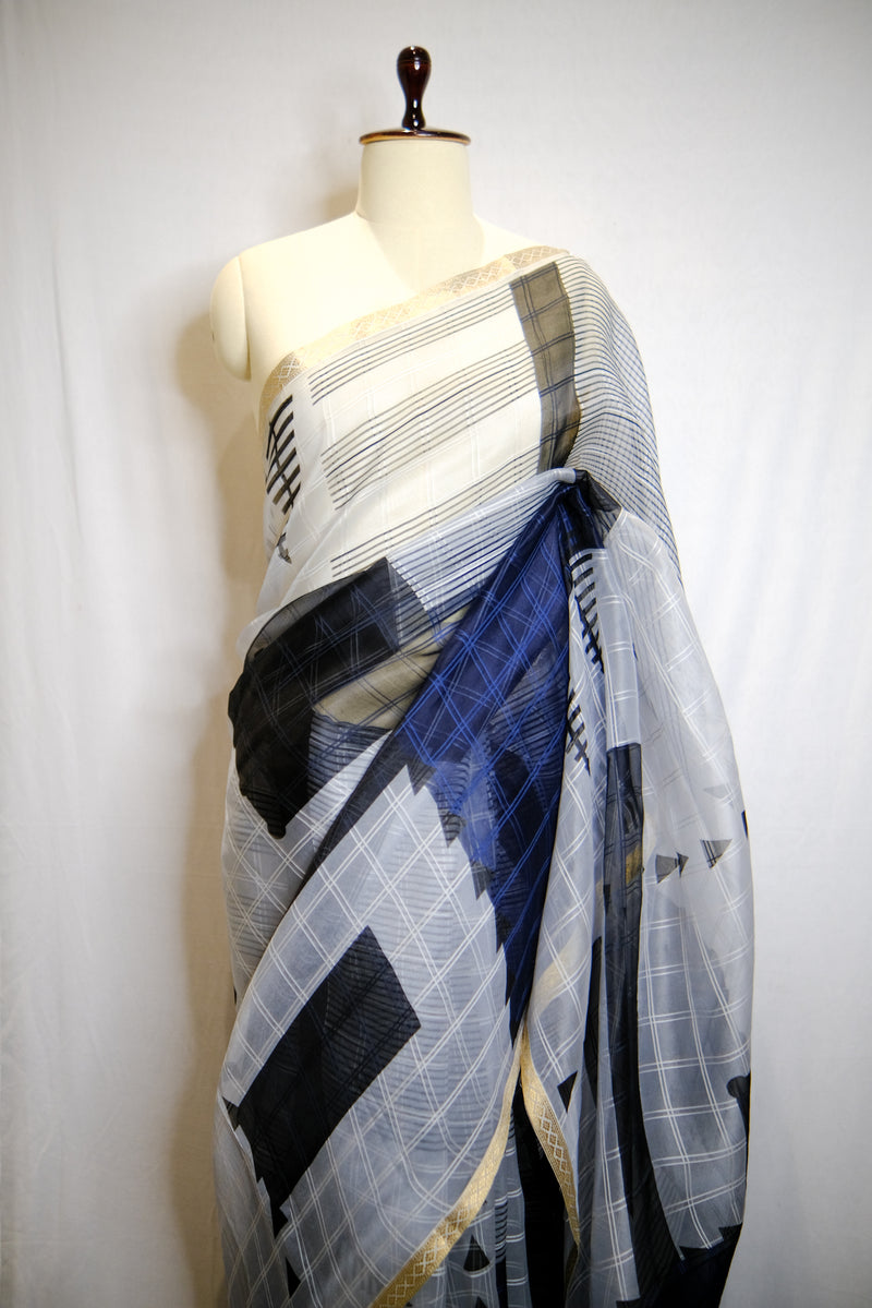 Designer Saree In Grey Color