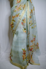 Designer Saree In Sky Blue Color