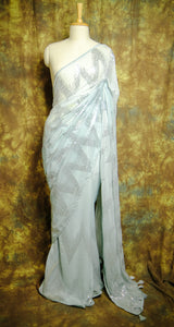 Designer Saree In Sky Blue Color