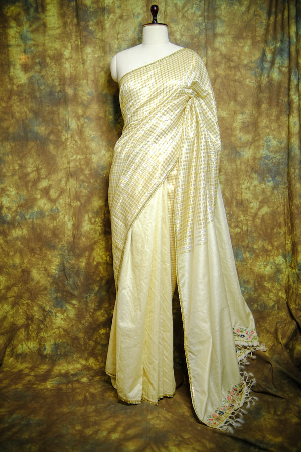 Designer Saree In Cream Color