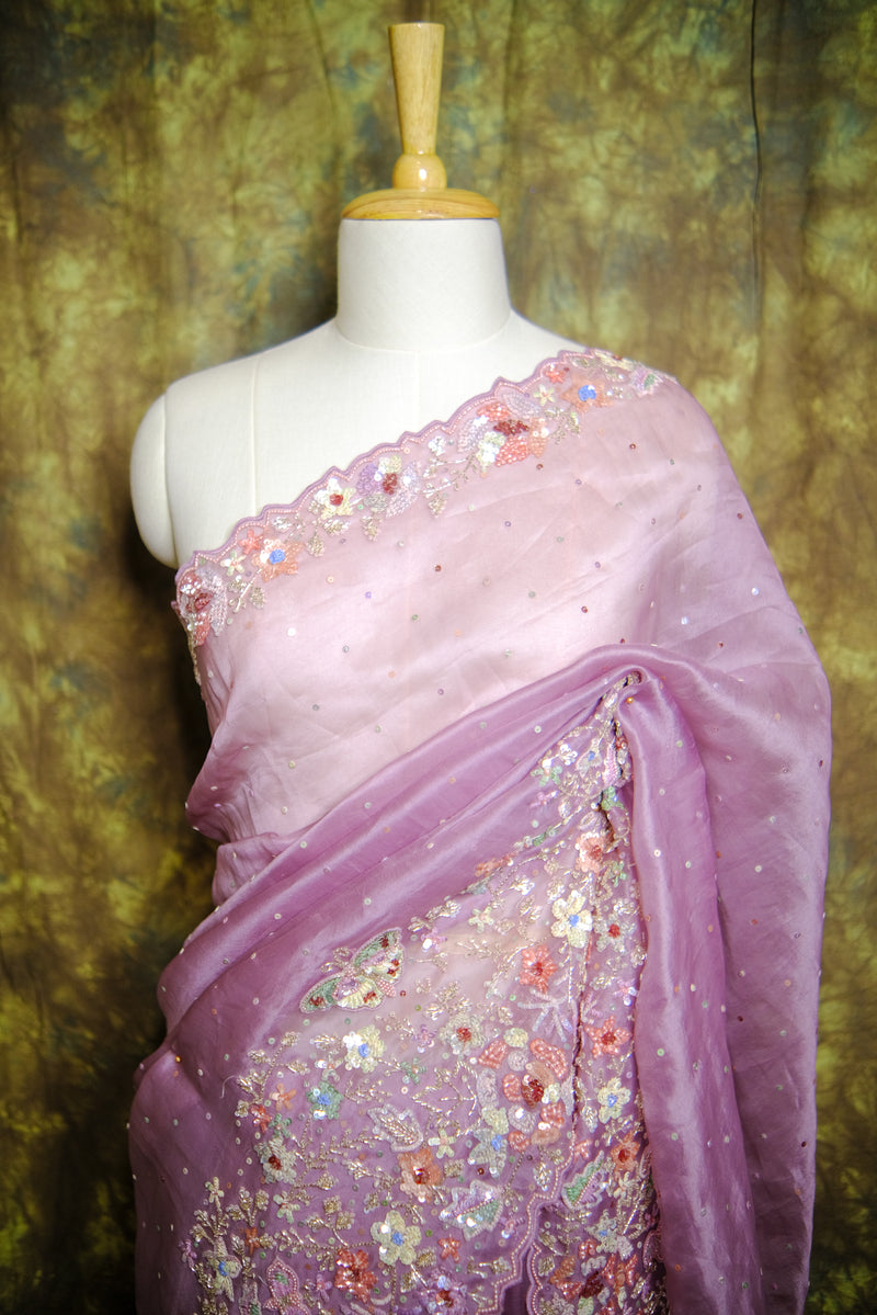 Designer Saree In Pink Color