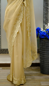 Designer Saree In Golden Color