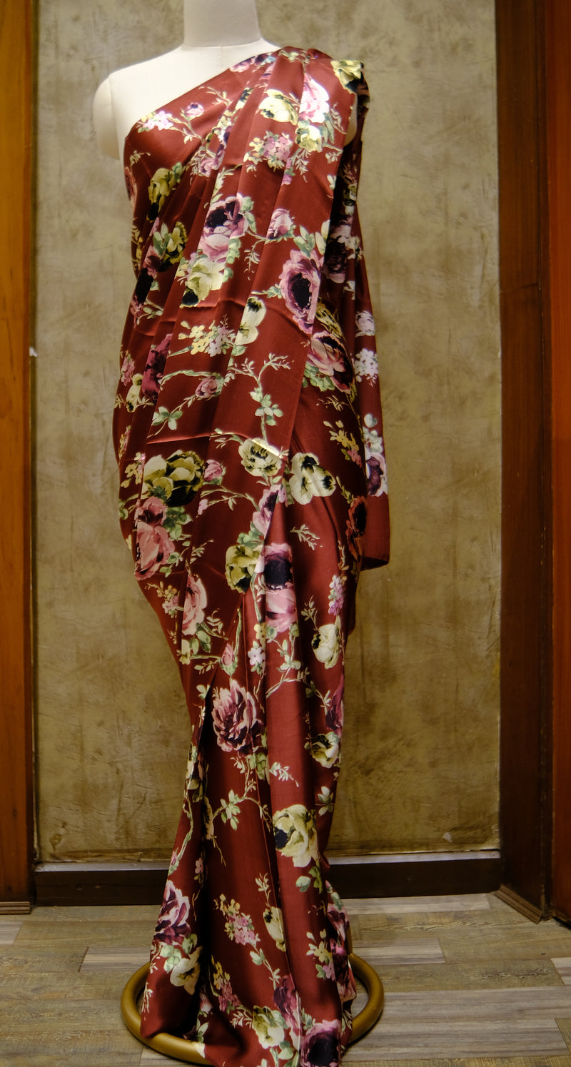 Designer Saree In Maroon Color