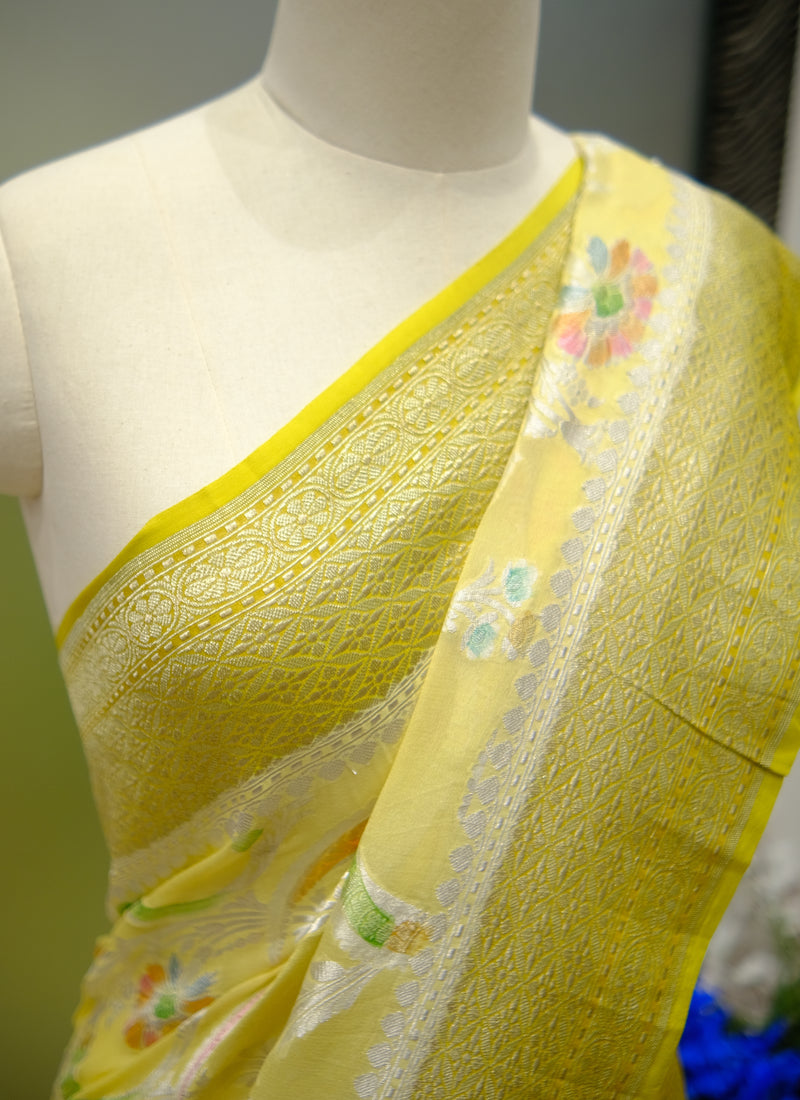 Designer Saree In Light Yellow Color