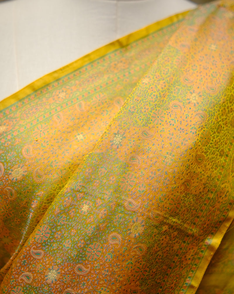 Designer Saree In Yellow Color