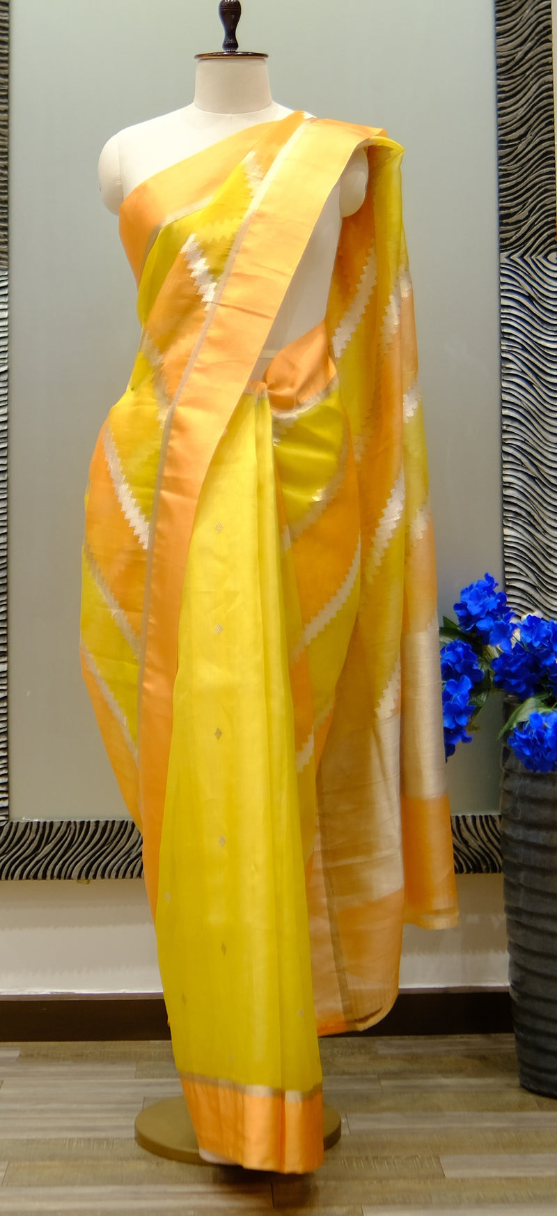 Designer Saree In Yellow Color