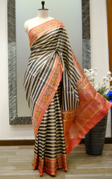 Designer Saree In Black & White Color