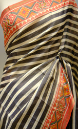 Designer Saree In Black & White Color