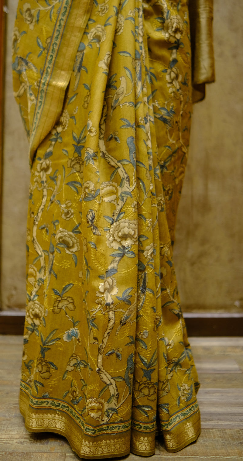 Designer Saree in Green Color