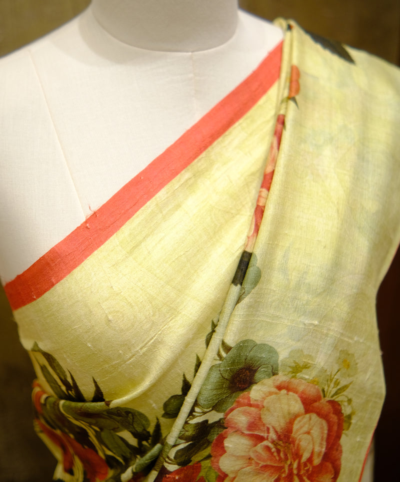 Designer Saree In Lemon Color