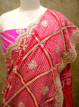 Designer Saree In Pink & Red Color