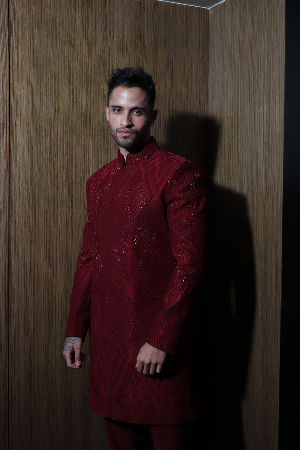 Peach Glimmer Sherwani