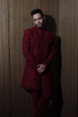 Maroon Majesty Sherwani