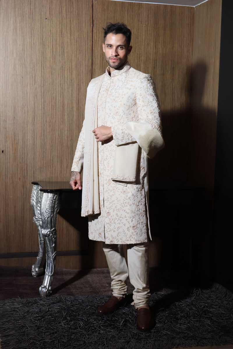 Pearl White Sherwani Set