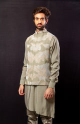 Beige colour  Hand Embroidered & handwork kurta ,Jacket & Pant set.