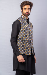 Black  colour  Hand Embroidered & handwork kurta ,Jacket & pant set.