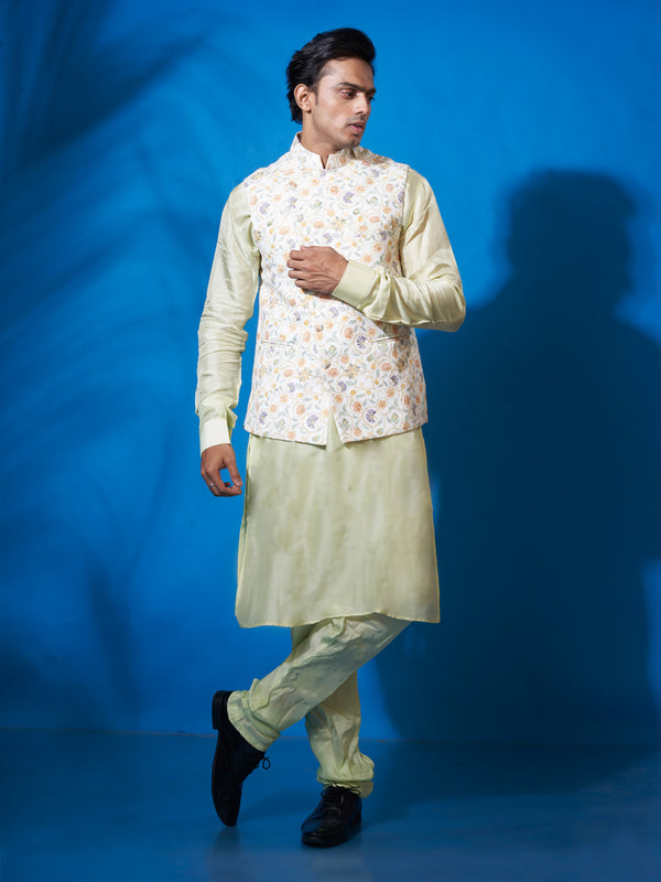 Pista Green Cotton Silk Kurta Set