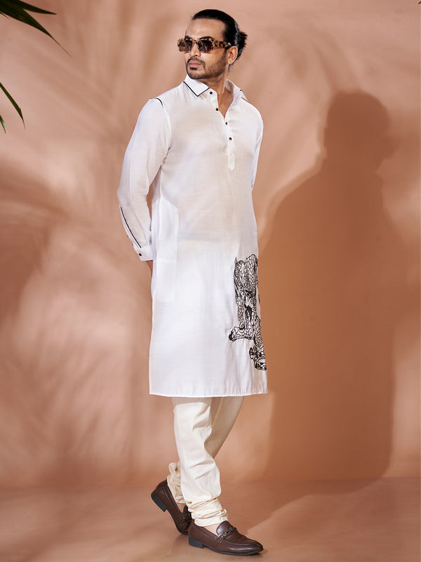 Classic White Cotton Kurta Set